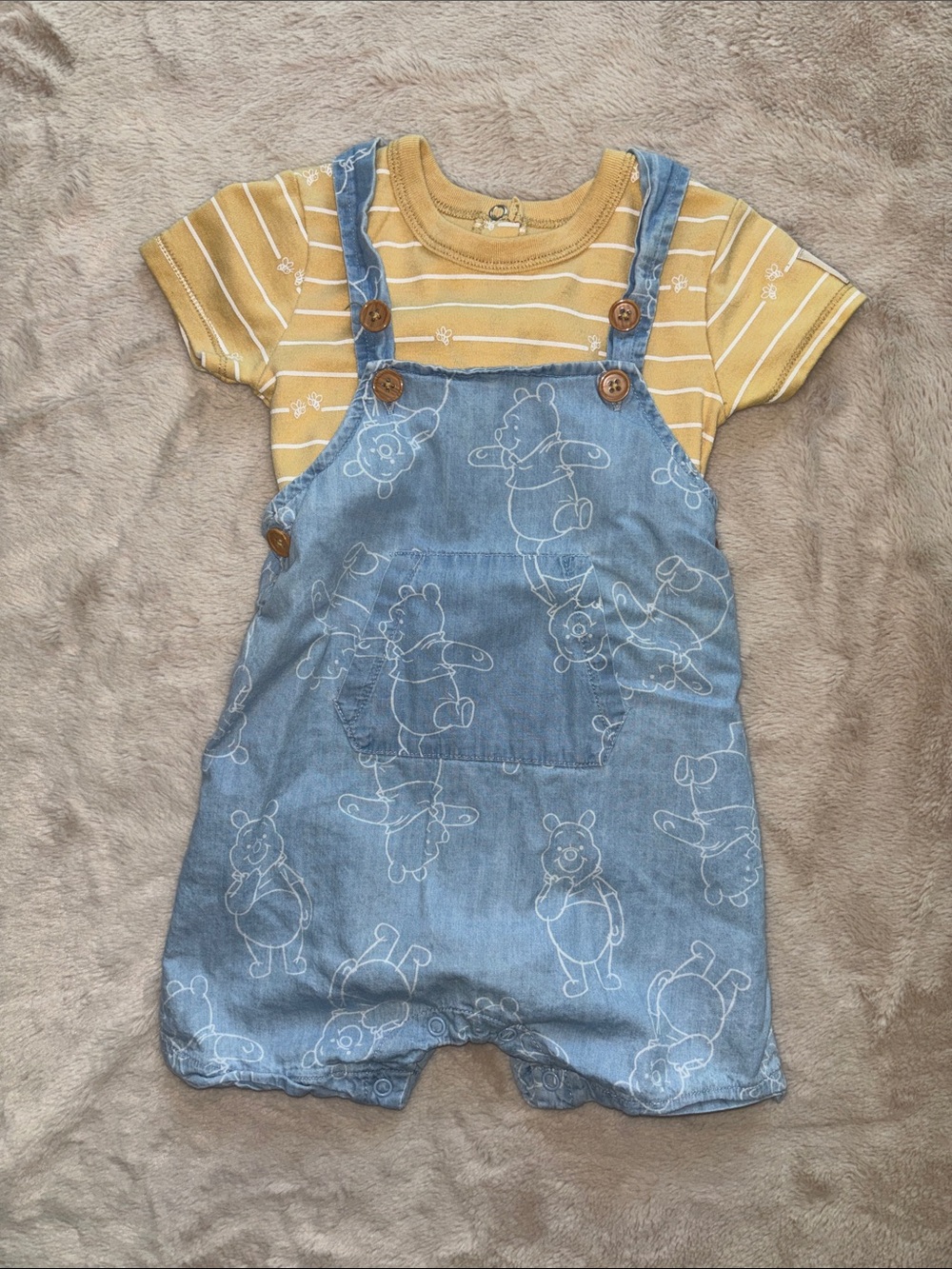 Disney Winnie the Pooh Shorts Overalls Set 🍯